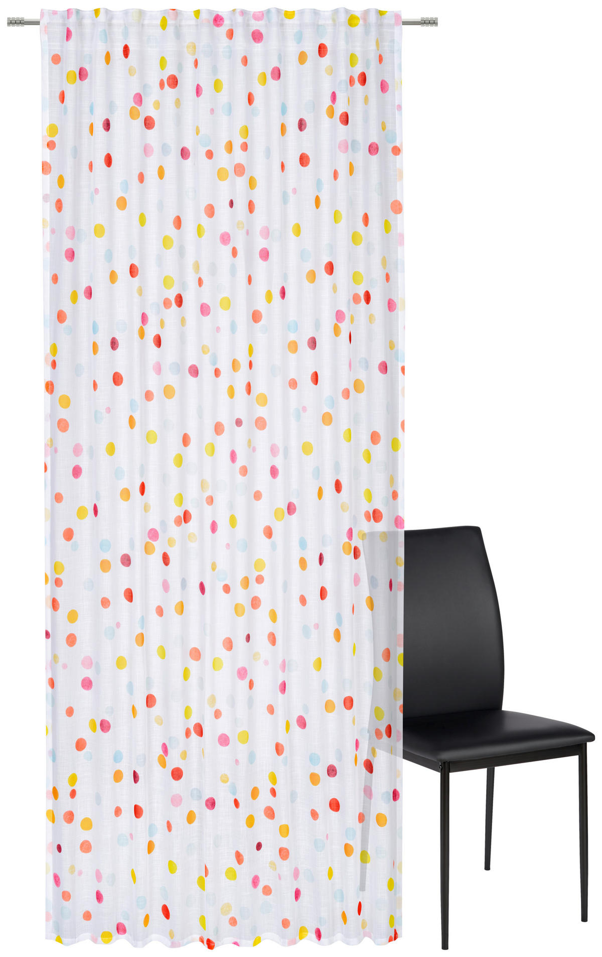 HOTOVÝ ZÁVĚS, průhledné, 140/245 cm - bílá/vícebarevná, Konvenční, textil (140/245cm) - Esposa