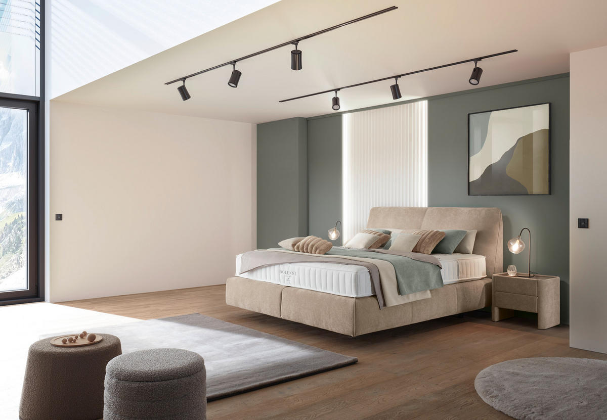 BOXSPRINGBETT 200/200 cm  in Beige  - Beige/Schwarz, Design, Kunststoff/Textil (200/200cm) - Johann Jakob