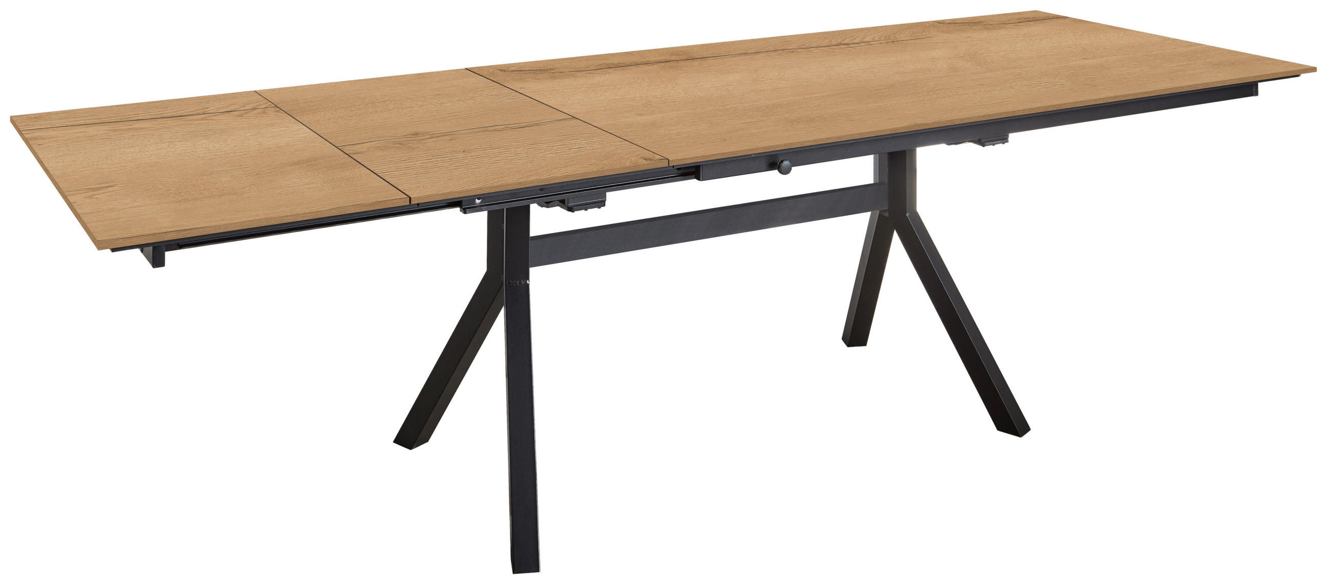 ESSTISCH Schwarz, Eichefarben rechteckig  ausziehbar, in verschiedenen Größen erhältlich, in verschiedenen Holzdekoren erhältlich  - Eichefarben/Schwarz, Basics, Holzwerkstoff/Metall (160-260/95/76cm) - Celina Home