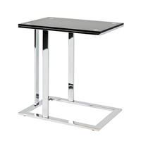 BEISTELLTISCH in Metall, Glas 54/37/58 cm  - Chromfarben/Schwarz, Natur, Glas/Metall (54/37/58cm)