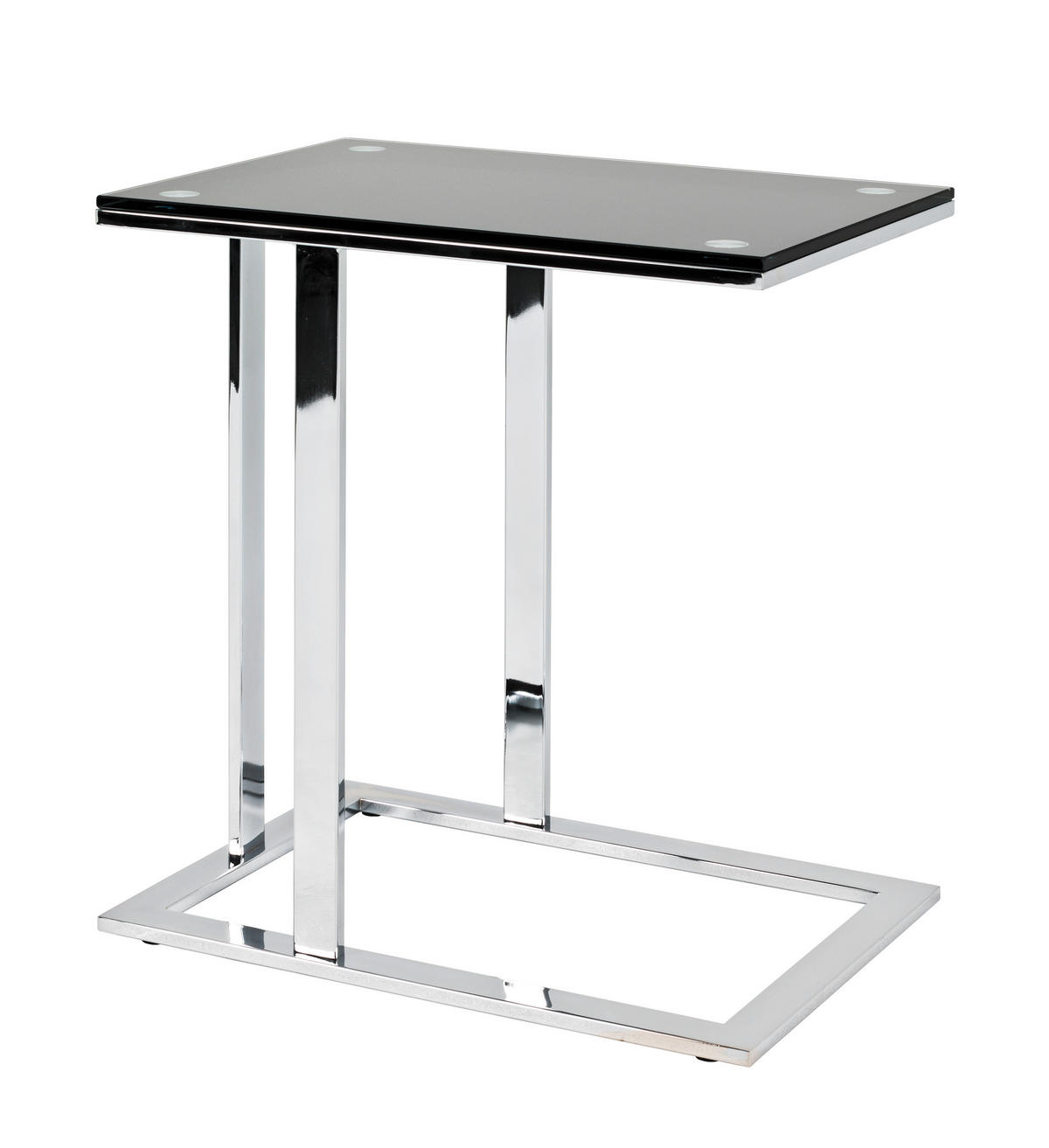 BEISTELLTISCH in Metall, Glas 54/37/58 cm  - Chromfarben/Schwarz, Natur, Glas/Metall (54/37/58cm)