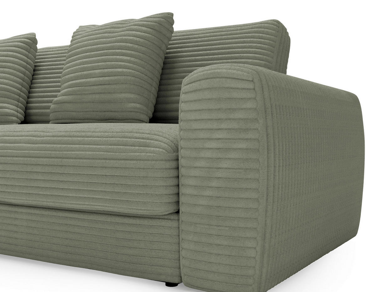 ECKSOFA in Cord Olivgrün  182/302 cm  - Schwarz/Olivgrün, MODERN, Kunststoff/Textil (182/302cm) - Carryhome