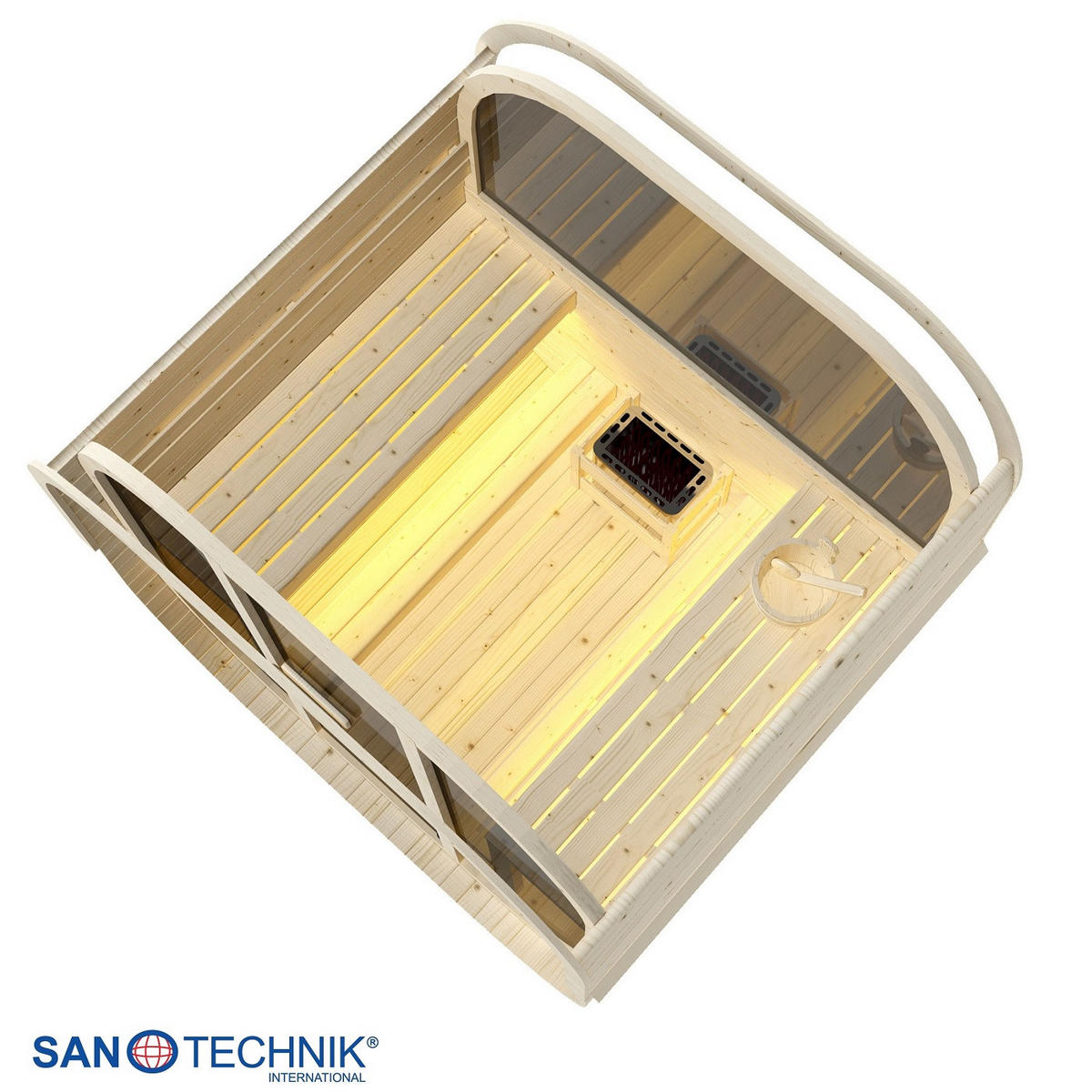 SAUNA für 6 Personen Hanko  - Fichtefarben, KONVENTIONELL, Holz (210/180/210cm) - Sanotechnik
