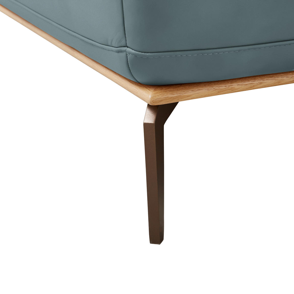 ECKSOFA in Echtleder Blau  - Blau/Bronzefarben, Design, Leder/Holz (314/176cm) - Valnatura