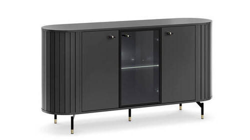 KOMMODE , 150,1/81/40 cm,  - Goldfarben/Schwarz, MODERN, Glas/Holzwerkstoff (150,1/81/40cm) - home24