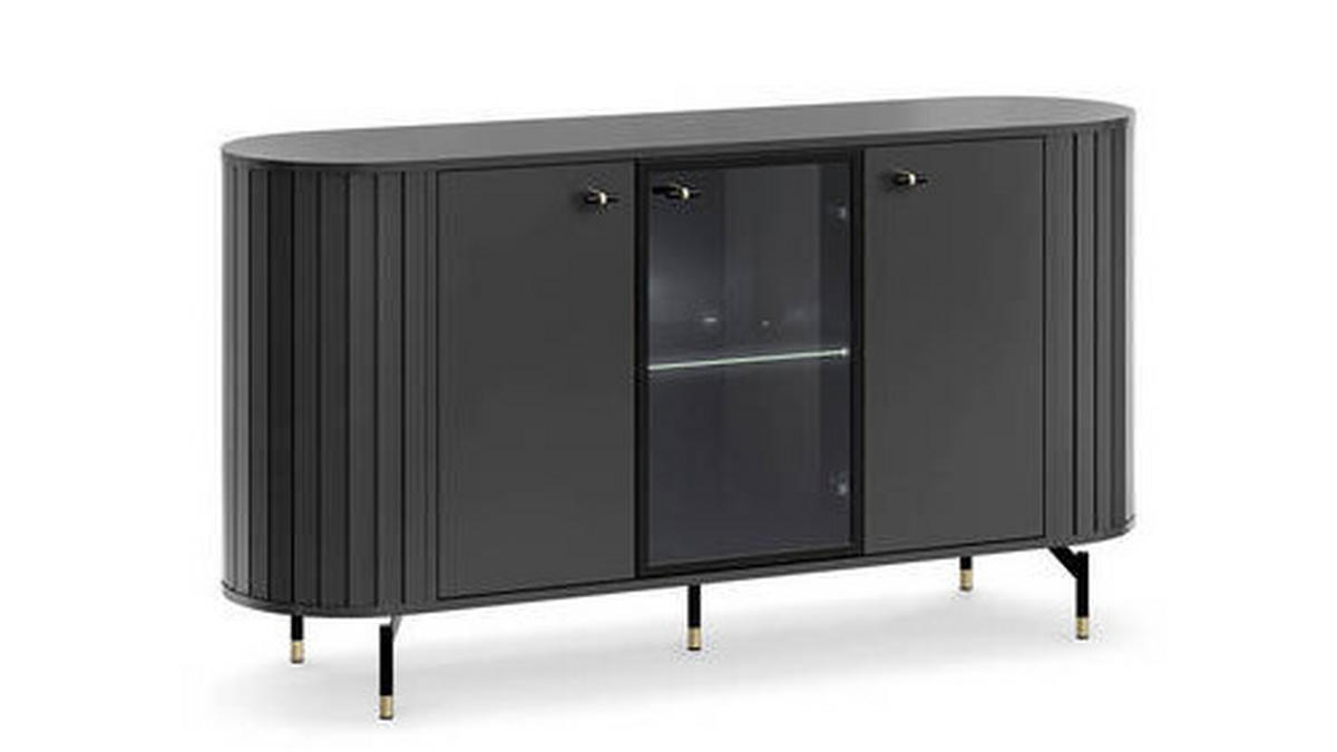 KOMMODE , 150,1/81/40 cm,  - Goldfarben/Schwarz, MODERN, Glas/Holzwerkstoff (150,1/81/40cm) - home24