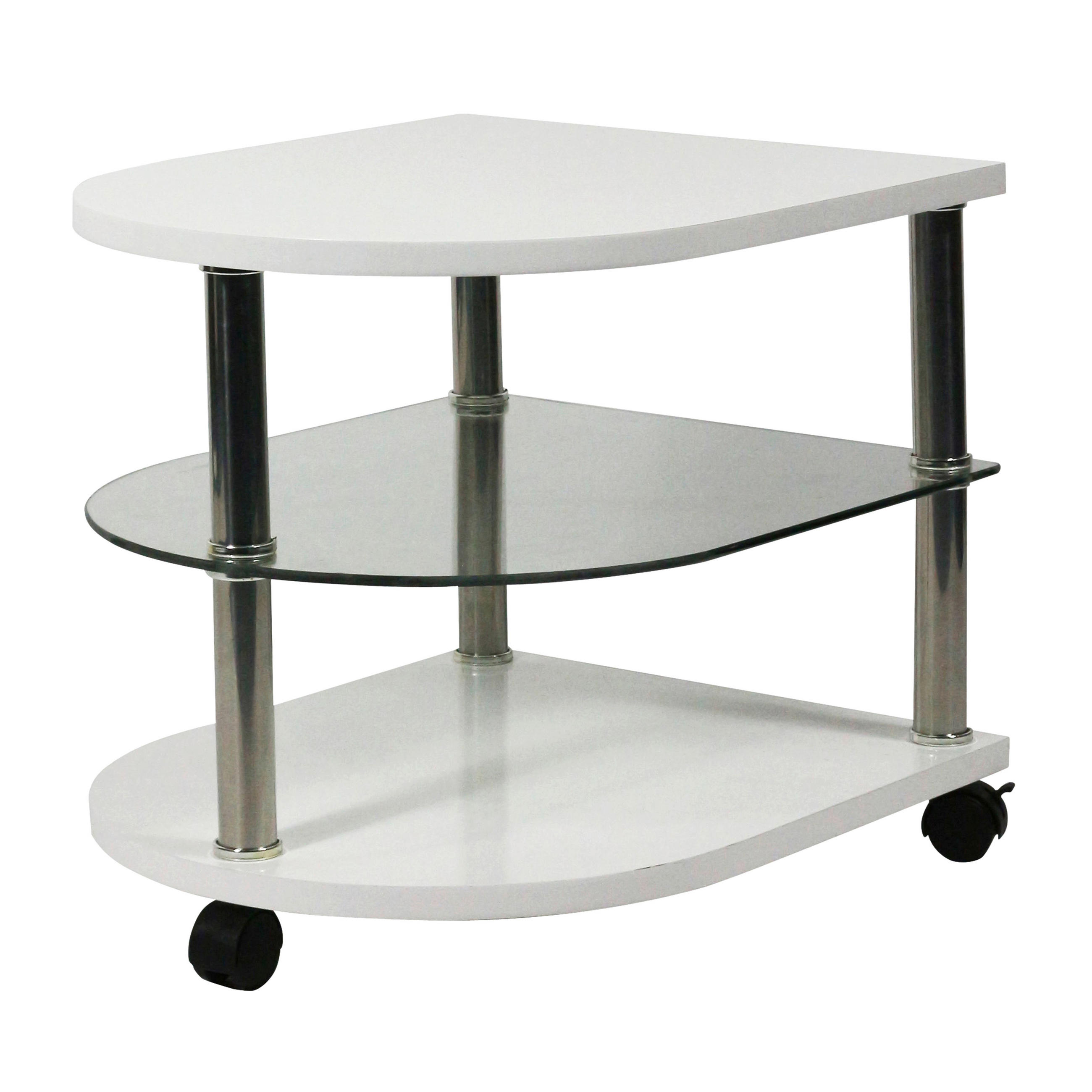 Beistelltisch in Metall, Glas, Holzwerkstoff