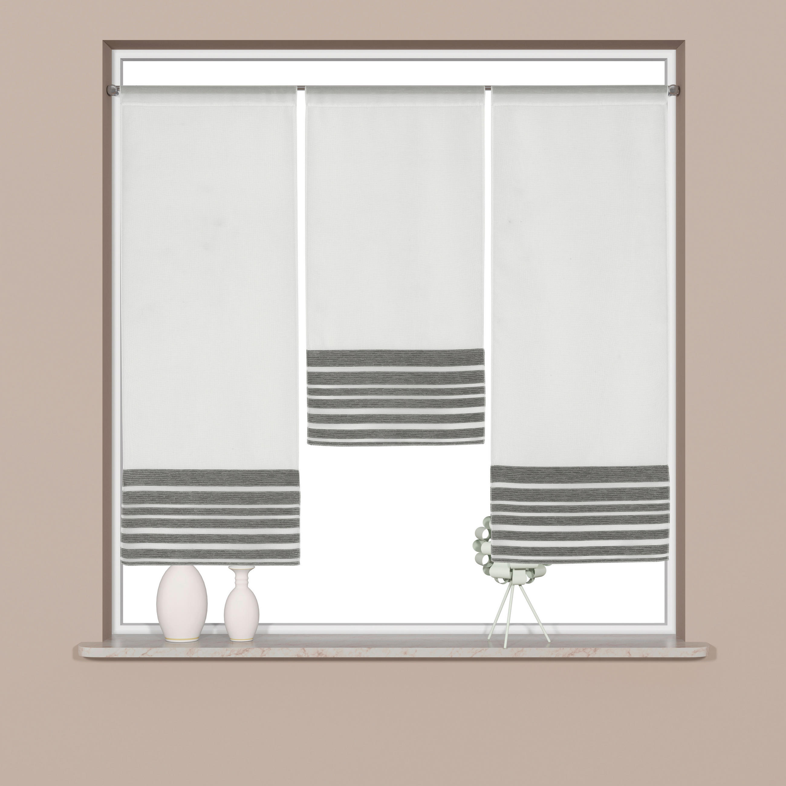 KURZGARDINENSET   90/80 cm   - Anthrazit/Weiß, Basics, Textil (90/80cm)