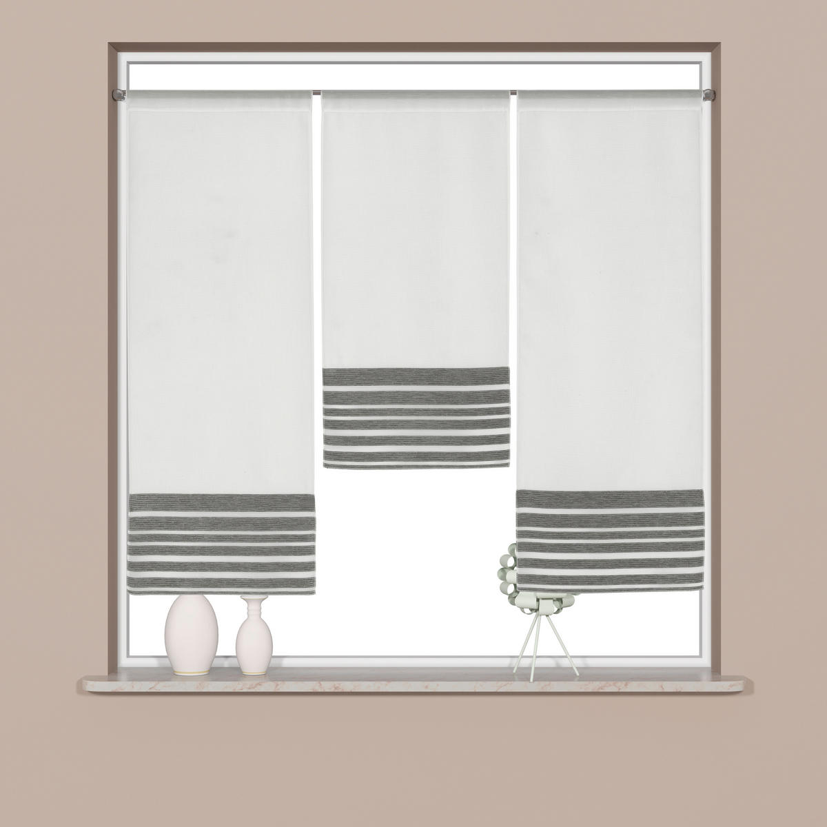 KURZGARDINENSET   90/80 cm   - Anthrazit/Weiß, Basics, Textil (90/80cm)