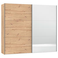 SCHWEBETÜRENSCHRANK 253/220/65 cm 2-türig Eiche Artisan  - Silberfarben/Eiche Artisan, KONVENTIONELL, Glas/Holzwerkstoff (253/220/65cm) - Boxxx