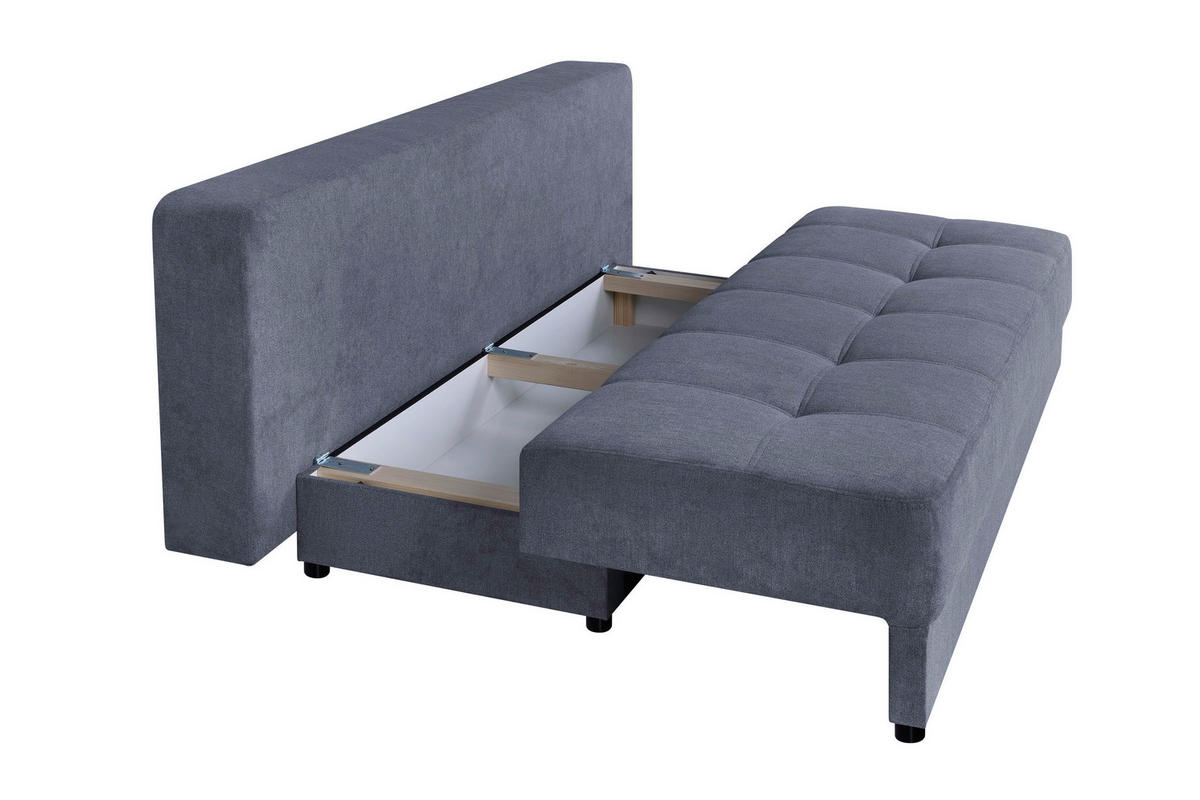 SCHLAFSOFA  mit Liegefunktion, Rücken echt Anthrazit  - Anthrazit/Schwarz, Design, Kunststoff/Textil (200/90/103cm) - P & B