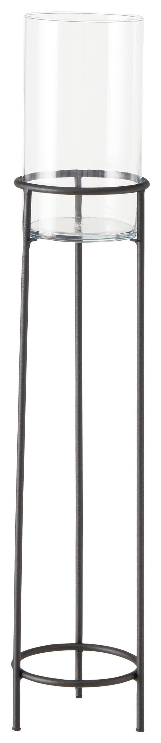 WINDLICHT Schwarz 22/95 cm  - Schwarz, Basics, Glas/Metall (22/95cm) - Boltze Home