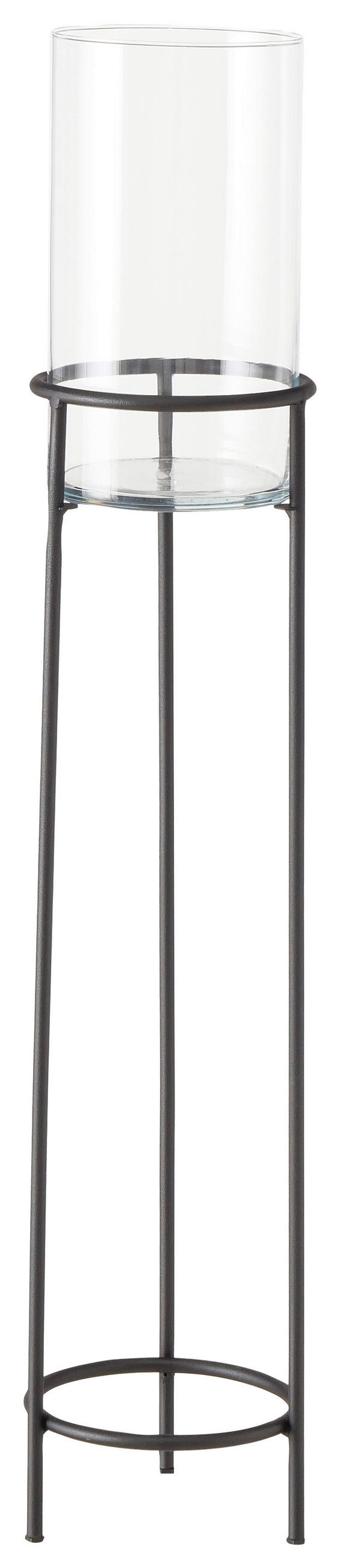 WINDLICHT Schwarz 22/95 cm  - Schwarz, Basics, Glas/Metall (22/95cm) - Boltze Home