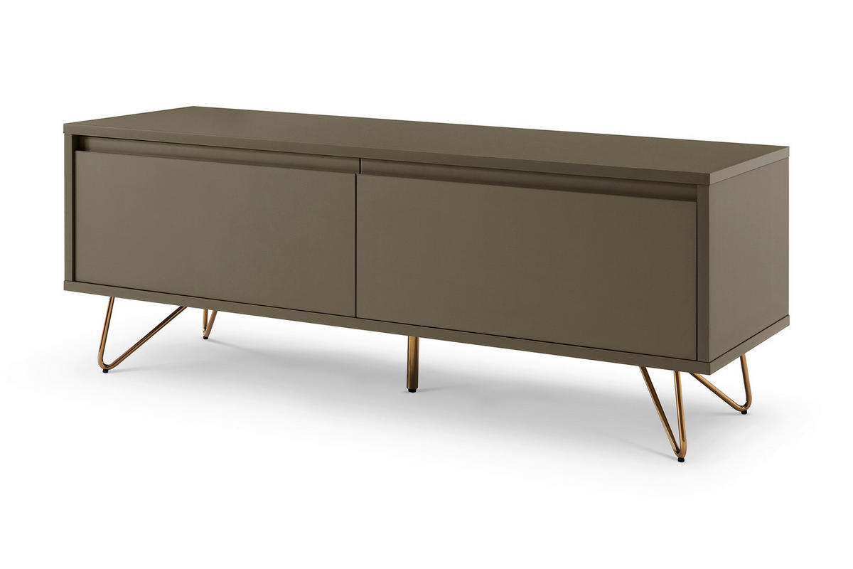 NÍZKA KOMODA, sivá, 120/45/40 cm - sivá/mosadzná, Design, kov/kompozitné drevo (120/45/40cm) - Livetastic