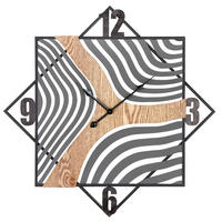 WANDUHR  Grau, Schwarz, Hellbraun  - Hellbraun/Schwarz, LIFESTYLE, Holzwerkstoff/Metall (60/4/60cm)