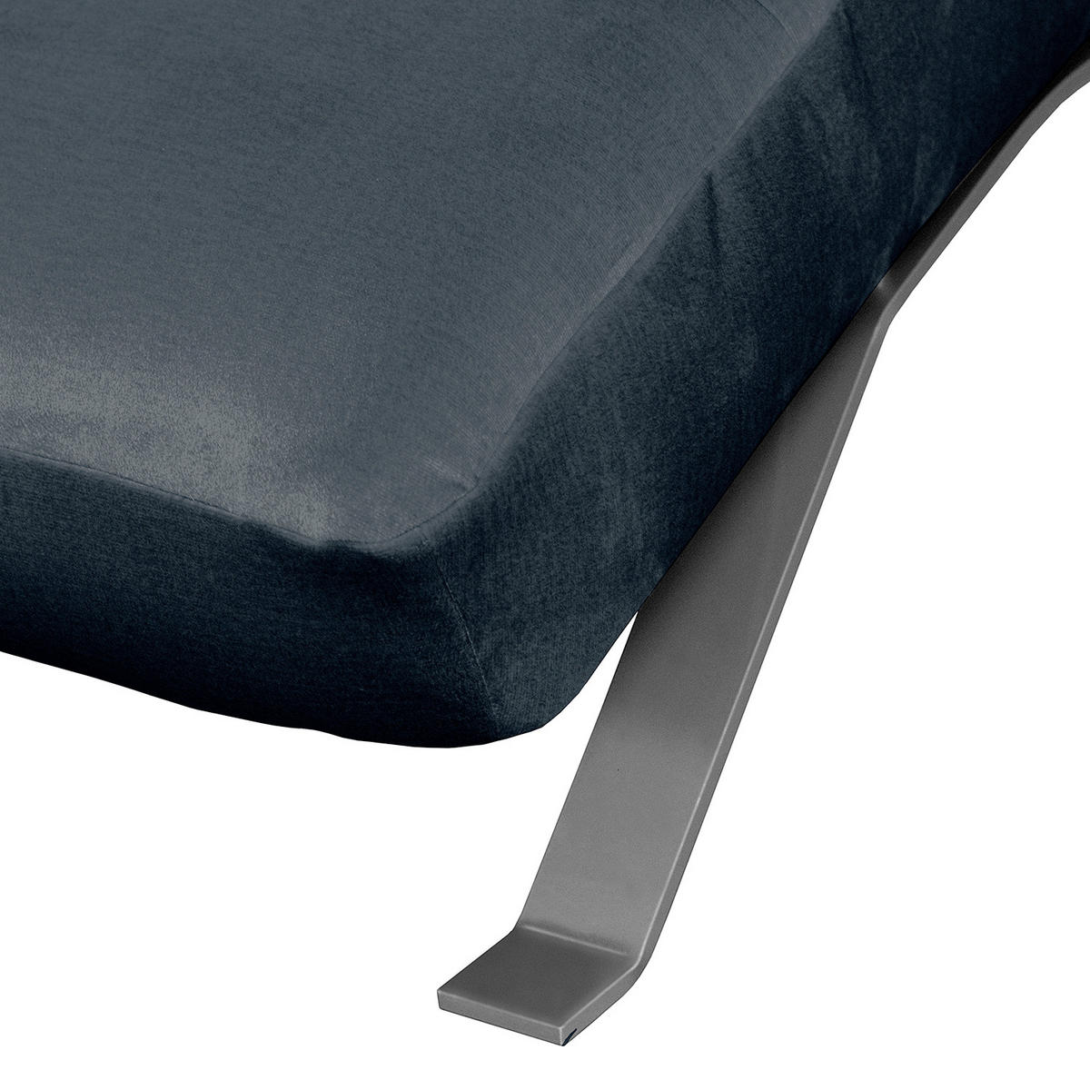 RELAXLIEGE in Samt Dunkelblau  - Silberfarben/Dunkelblau, Design, Textil/Metall (65/65-95/171cm) - Livetastic