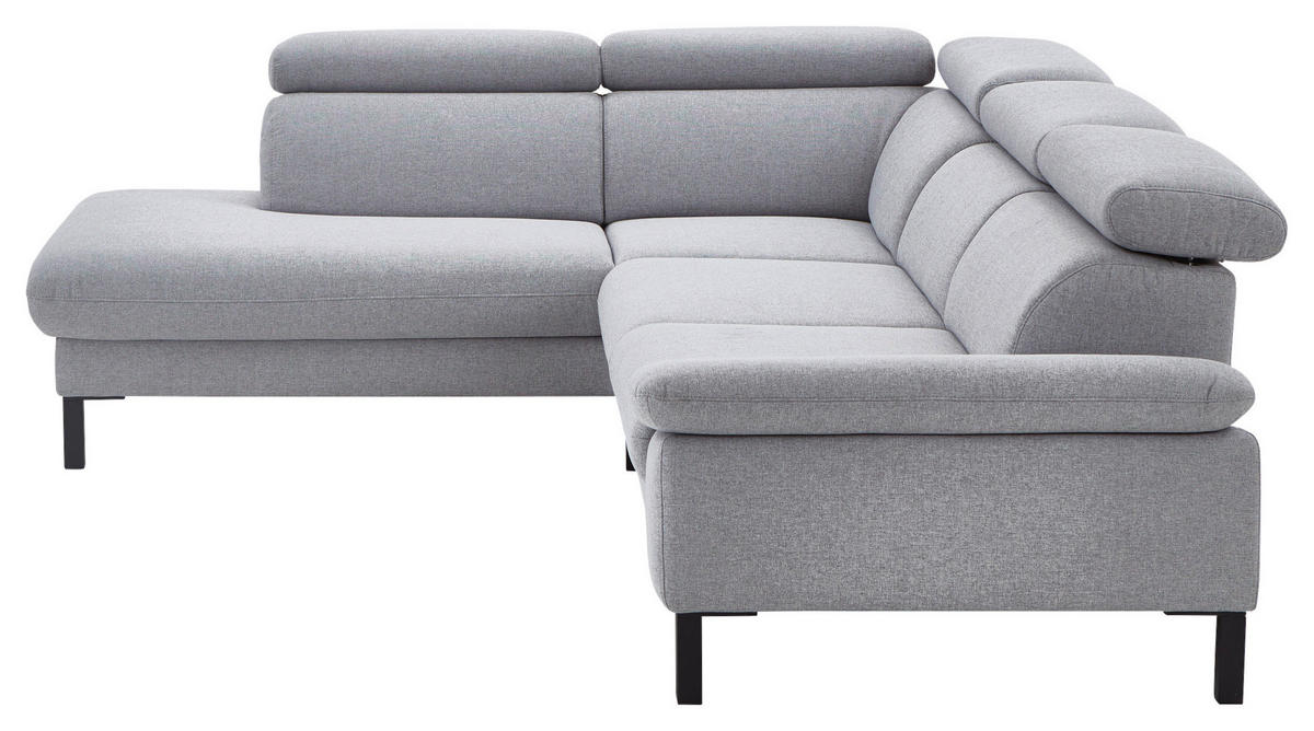 ECKSOFA in Flachgewebe Hellgrau  - Hellgrau/Schwarz, Design, Holzwerkstoff/Textil (217/272cm) - Pure Home Comfort