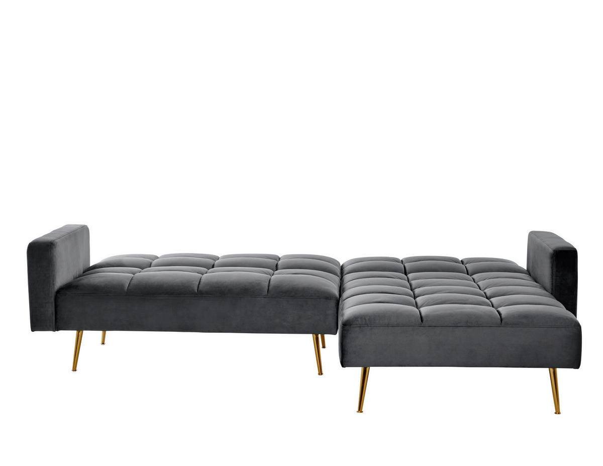 ECKSCHLAFSOFA CHILLAX POSH CORNER EU Grau, Platinfarben Samt  - Platinfarben/Goldfarben, MODERN, Holz/Textil (244/150cm) - Livetastic