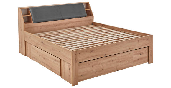 STAURAUMBETT 180/200 cm in Eiche Artisan - Eiche Artisan/Grau, KONVENTIONELL, Holzwerkstoff/Textil (180/200cm) - Carryhome