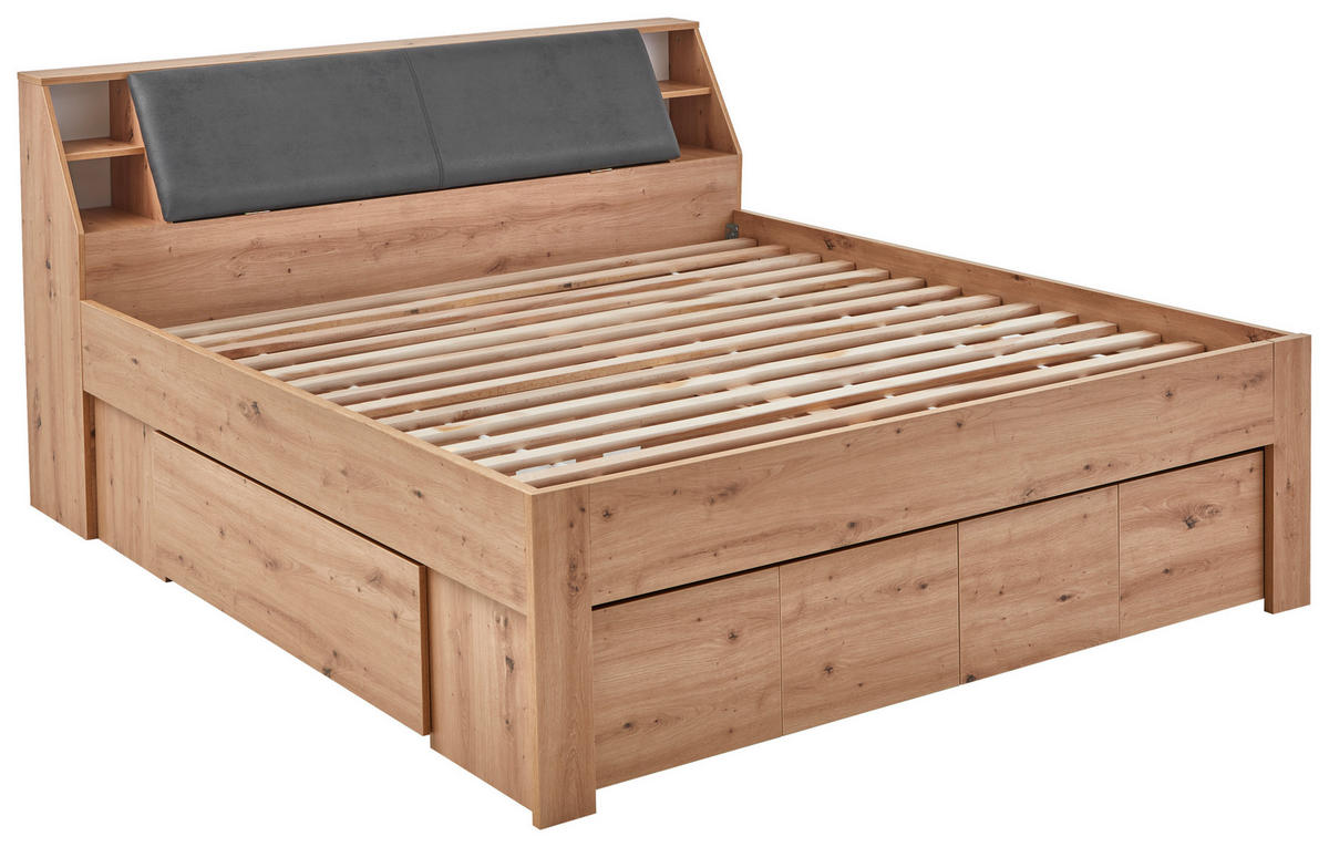 STAURAUMBETT 180/200 cm  in Eiche Artisan  - Eiche Artisan/Grau, KONVENTIONELL, Holzwerkstoff (180/200cm) - Boxxx