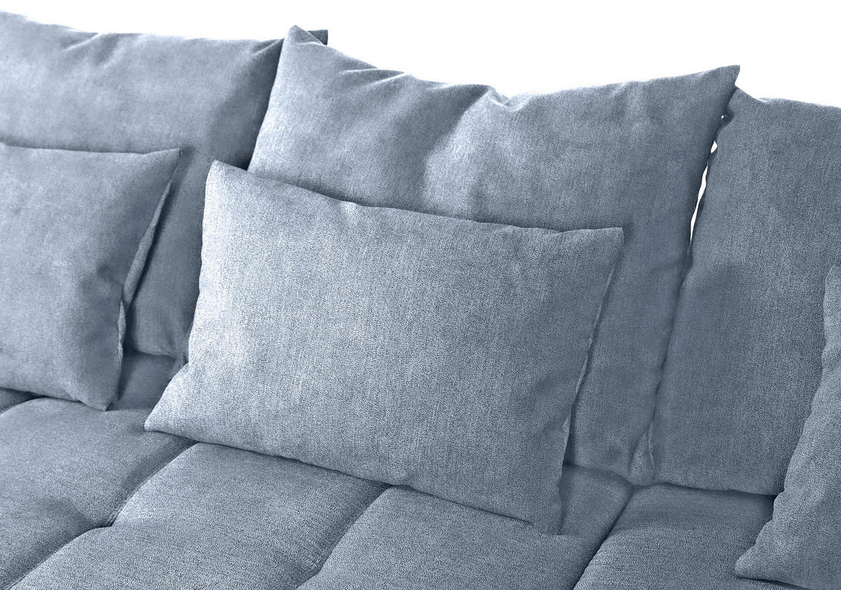 ECKSOFA in Flachgewebe Blau  - Blau/Schwarz, Konventionell, Textil/Metall (300/205cm) - MID.YOU