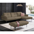 ECKSOFA in Echtleder Hellbraun  - Hellbraun/Schwarz, Design, Leder/Metall (319/182cm) - Valnatura