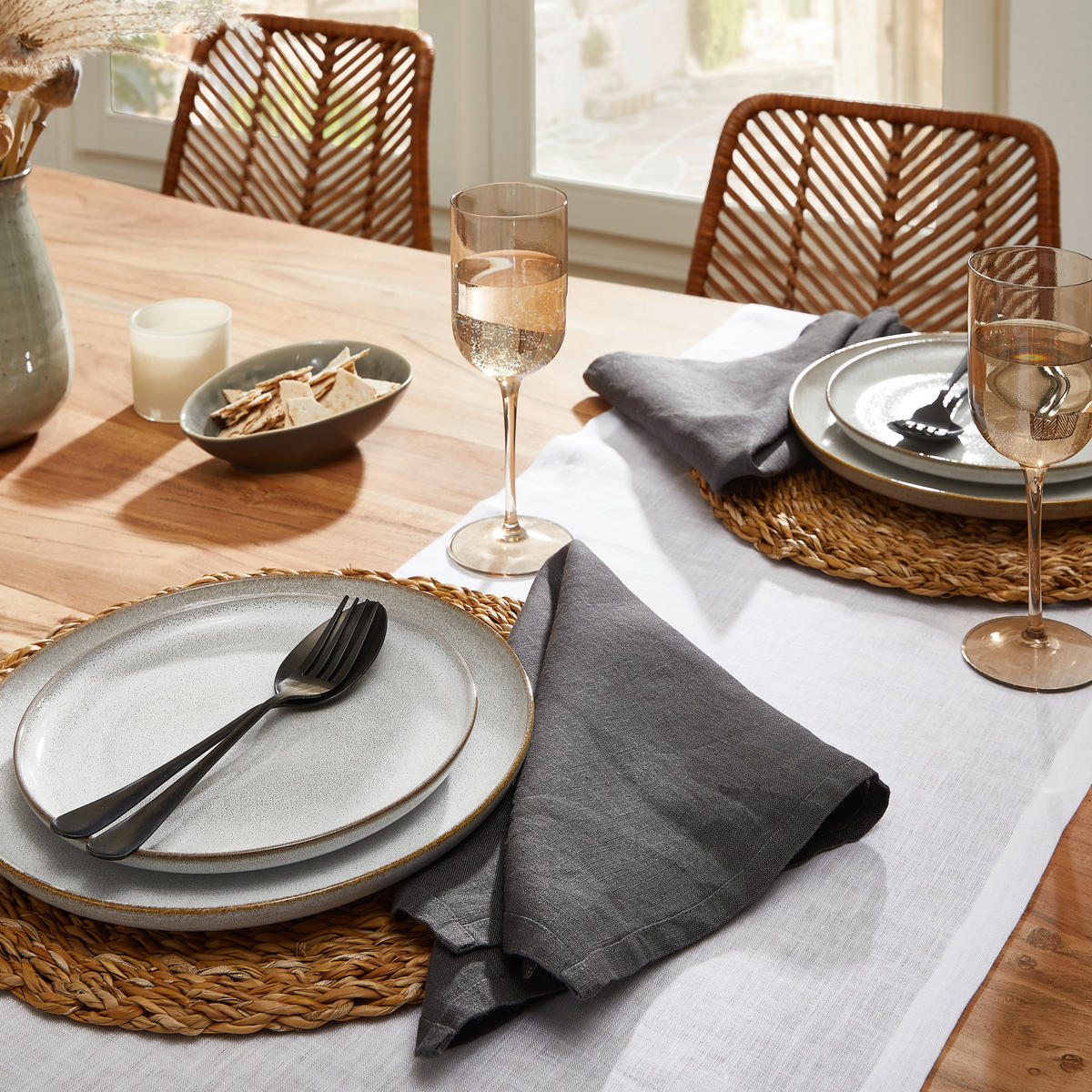 STOFFSERVIETTE  50/50 cm  4 Stück  - Anthrazit, Trend, Textil (50/50cm) - Ambiente