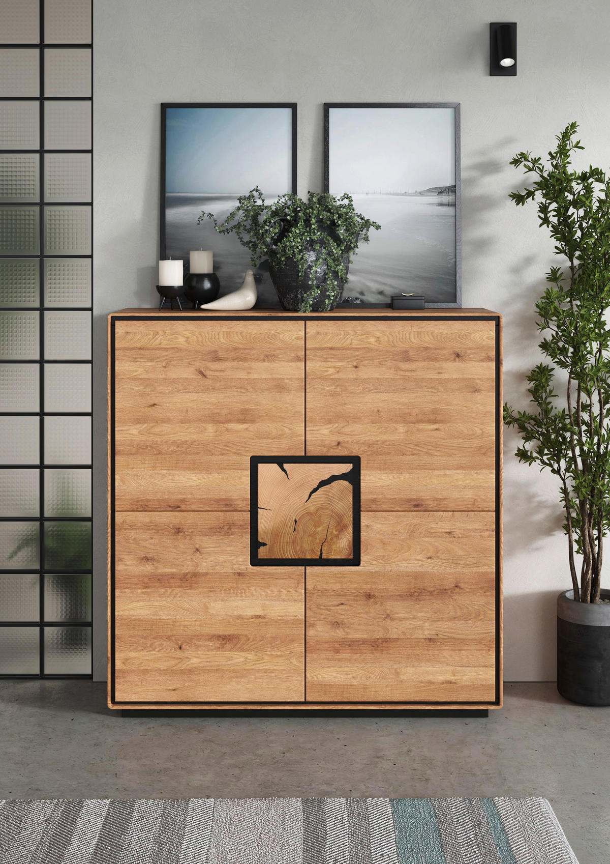 HIGHBOARD    - Wildeiche/Schwarz, Basics, Holz (129cm) - Livetastic