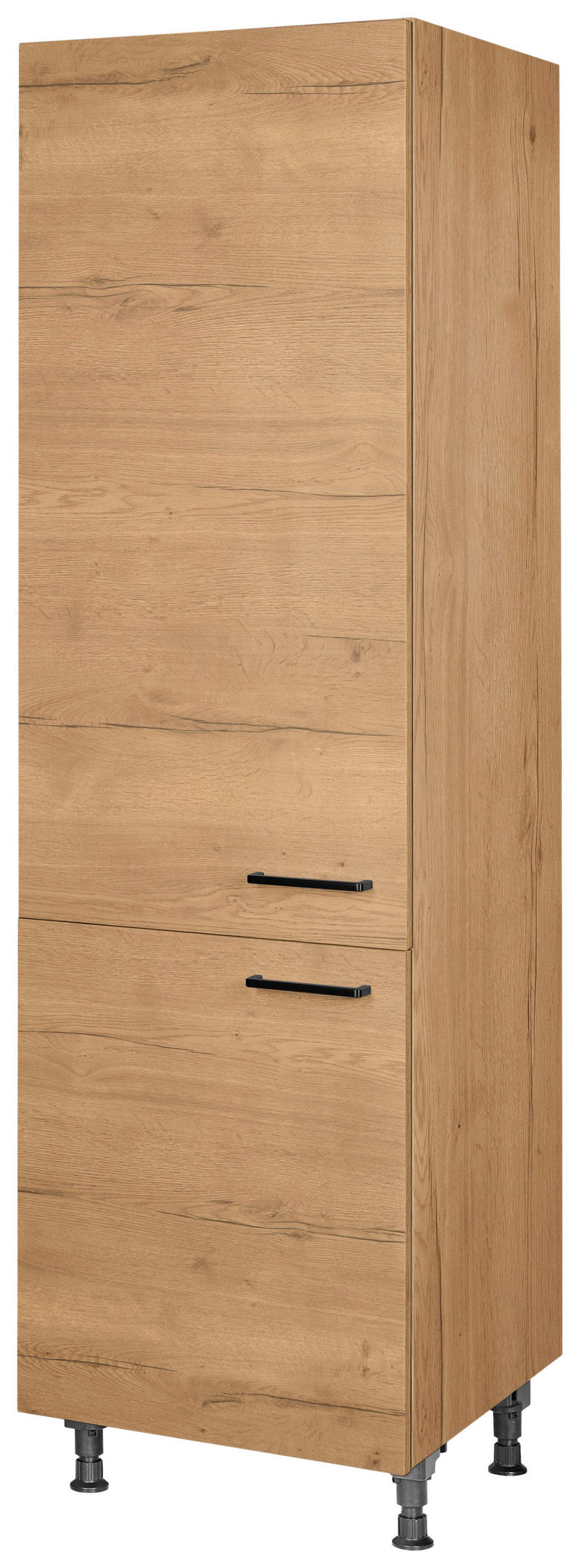 GESCHIRRSCHRANK 60/216,6/58 cm  in Eichefarben  - Eichefarben/Schwarz, MODERN, Holzwerkstoff/Metall (60/216,6/58cm) - Nobilia
