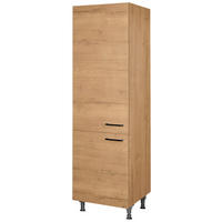 GESCHIRRSCHRANK 60/216,6/58 cm  in Eichefarben  - Eichefarben/Schwarz, MODERN, Holzwerkstoff/Metall (60/216,6/58cm) - Nobilia