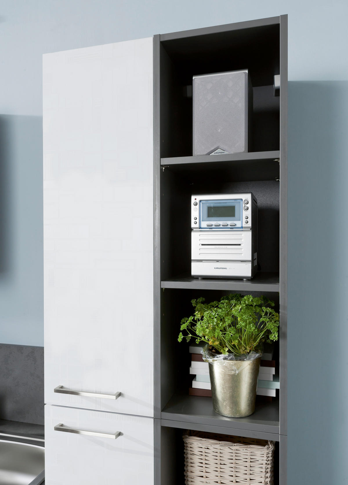 KÜCHENBLOCK 320 cm   in Anthrazit, Weiß  - Anthrazit/Weiß, Design, Holzwerkstoff (320cm) - Welnova