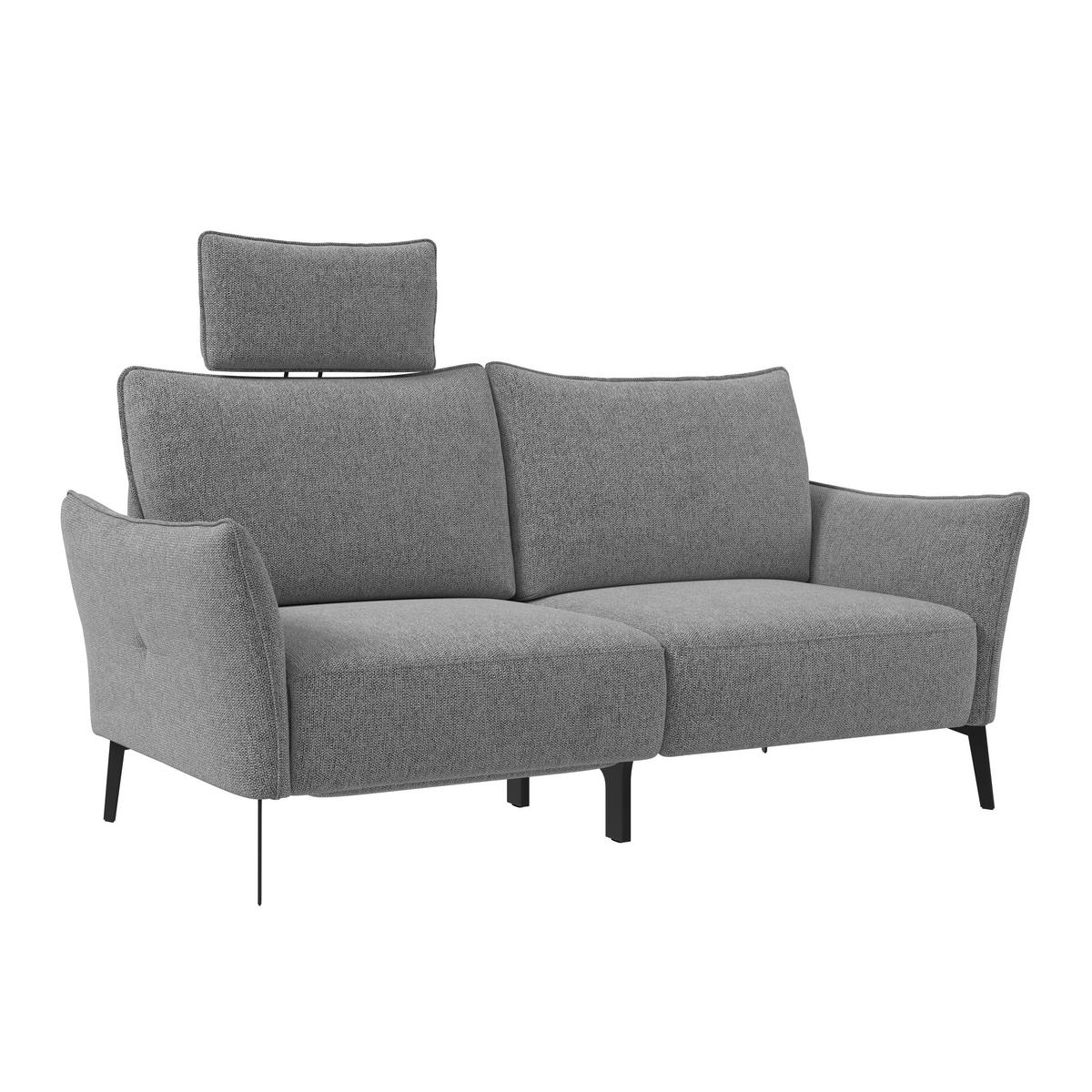 3-SITZER-SOFA  in Chenille Grau Modern  - Schwarz/Grau, KONVENTIONELL, Textil/Metall (184/90/92cm) - Elegando
