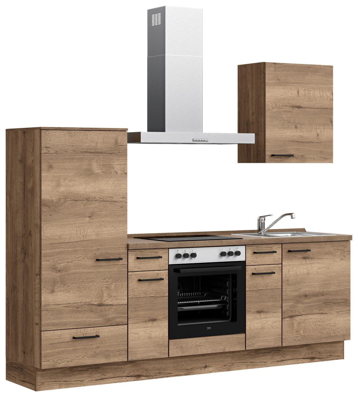 KÜCHENLEERBLOCK 240 cm   in Eiche dunkel  - Eiche dunkel/Schwarz, MODERN, Holzwerkstoff/Metall (240cm) - Nobilia