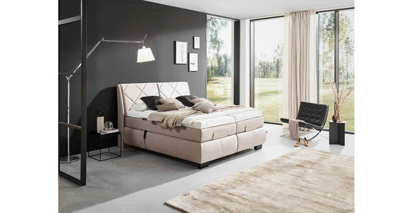 BOXSPRINGBETT 180/200 cm in Beige - Beige/Schwarz, KONVENTIONELL, Textil/Metall (180/200cm) - Dieter Knoll