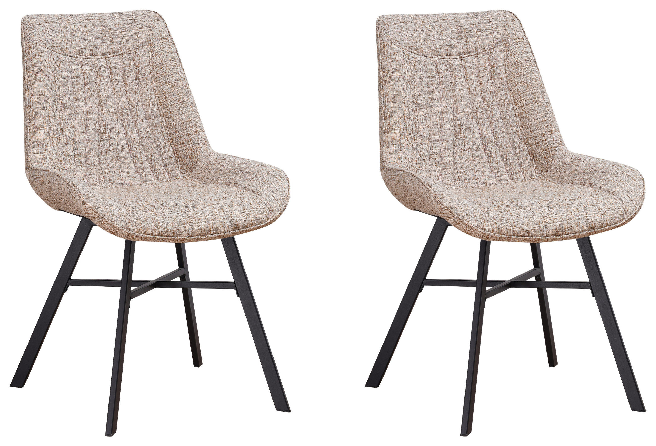 STUHL-SET 2 Stück  in Chenille  - Beige/Schwarz, Design, Textil (53/87/63cm) - MID.YOU