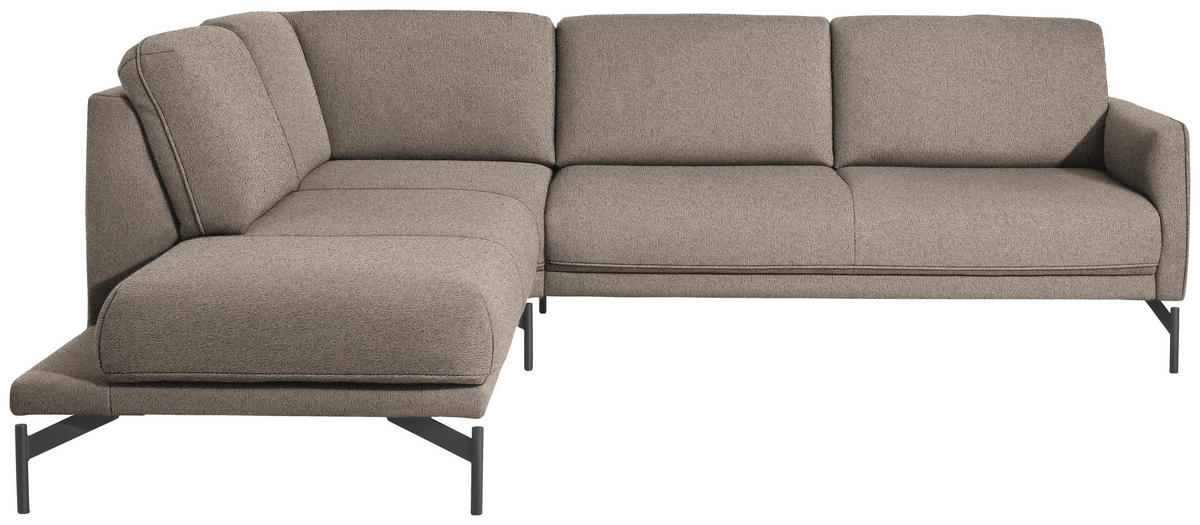 ECKSOFA in Flachgewebe, Struktur Hellbraun  - Hellbraun/Anthrazit, Design, Textil/Metall (230/254cm) - Johann Jakob