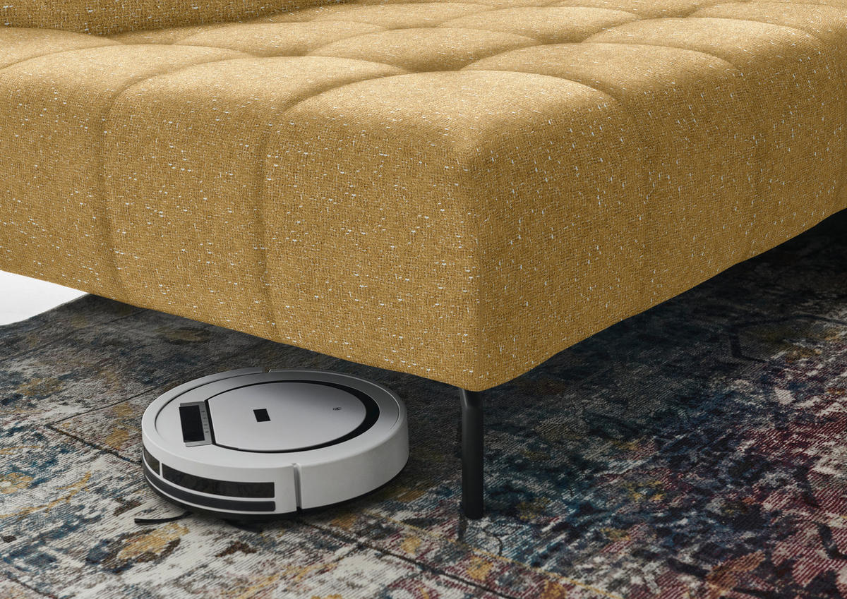 ECKSOFA in Chenille Currygelb  - Currygelb/Schwarz, Design, Textil/Metall (222/323cm) - Beldomo Style