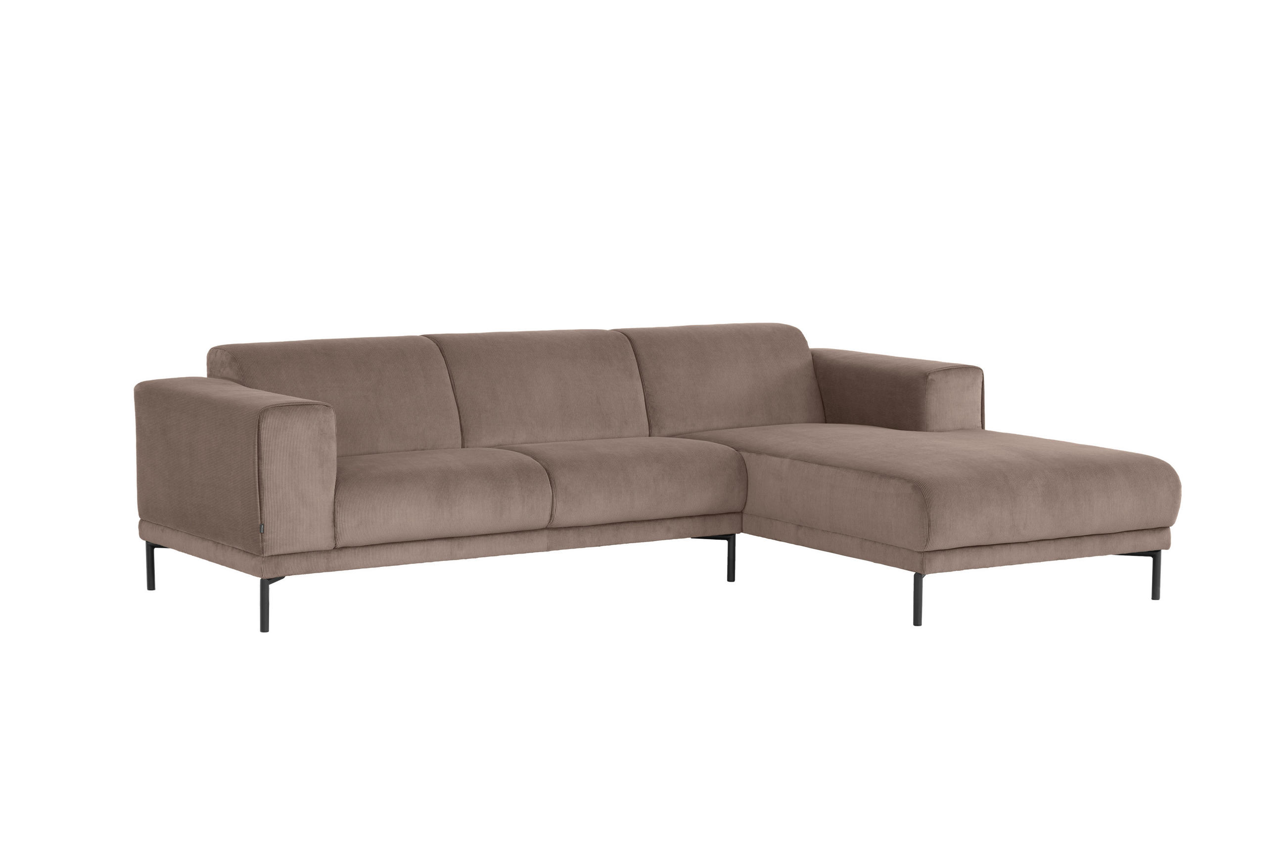 ECKSOFA Taupe Cord  - Taupe/Schwarz, Design, Textil/Metall (262/183cm) - MID.YOU