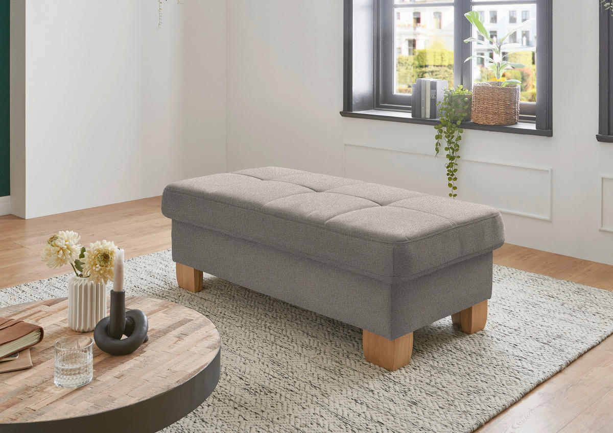ECKSOFA in Flachgewebe Hellbraun  - Wildeiche/Hellbraun, Natur, Holz/Textil (301/243cm) - Voleo