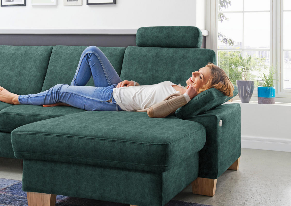 WOHNLANDSCHAFT in Velours Opal  - Eichefarben/Opal, Konventionell, Holz/Textil (167/316/235cm) - Beldomo System