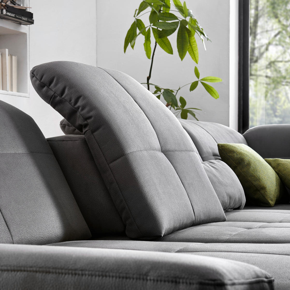 WOHNLANDSCHAFT in Mikrofaser Grau  - Chromfarben/Grau, Design (195/371/260cm) - Beldomo Style