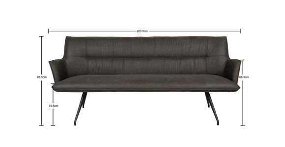 SITZBANK 203,5/87/64 cm Mikrofaser Schwarz, Dunkelgrau  - Dunkelgrau/Schwarz, Design, Textil/Metall (203,5/87/64cm) - Novel