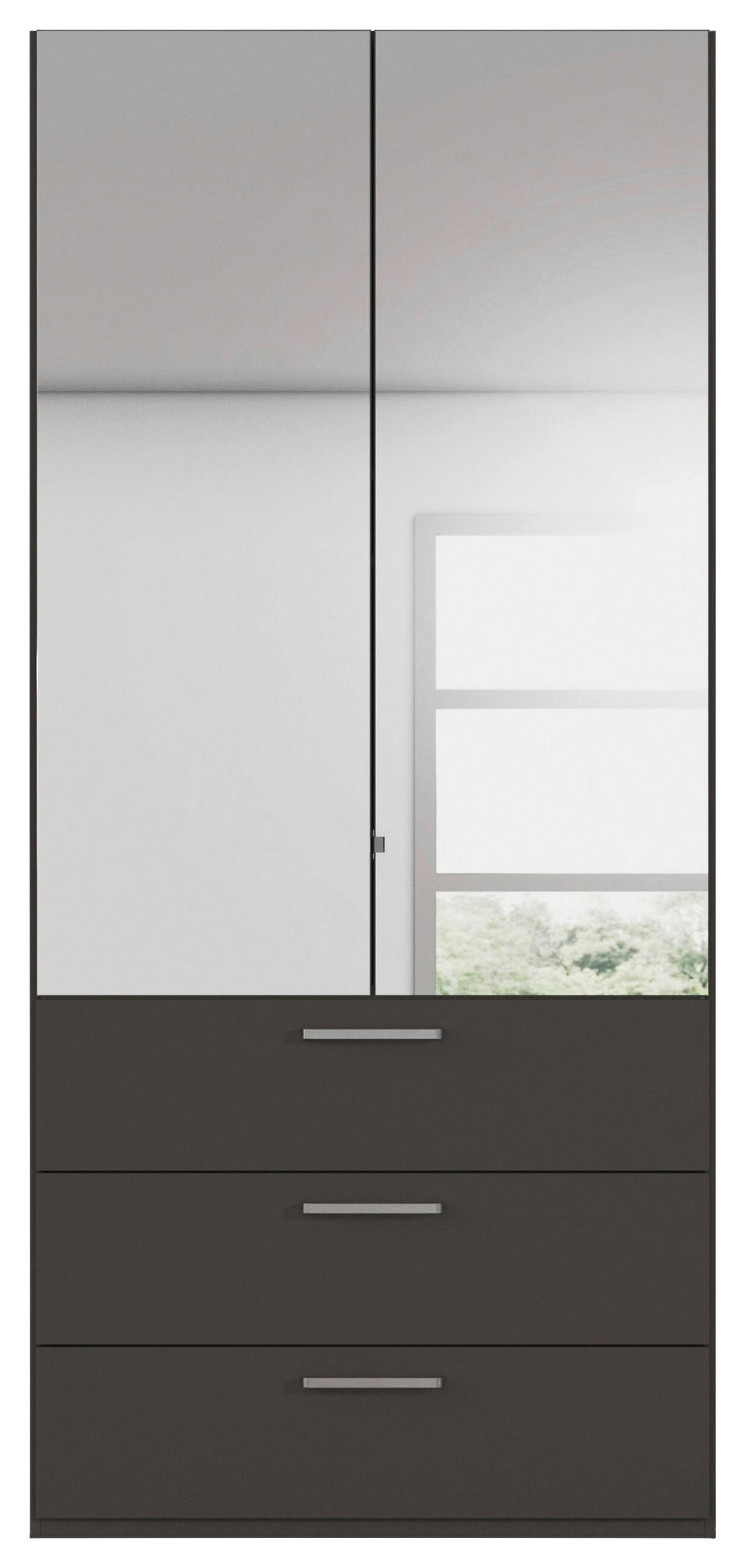 DREHTÜRENSCHRANK 101/235/61 cm,  in Graphitfarben, 2-türig  - Chromfarben/Edelstahlfarben, Basics, Glas/Holzwerkstoff (101/235/61cm) - Novel