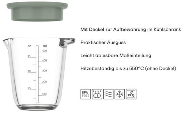 ODMĚRKA - průhledné/krémová, Konvenční, plast/sklo (500ml) - Mepal