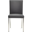 STUHL in Edelstahl Echtleder pigmentiert Metall, Leder - Edelstahlfarben/Grau, Design, Leder/Metall (47/94/63cm) - Moderano