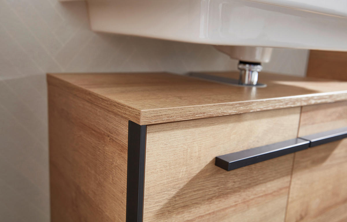 WASCHBECKENUNTERSCHRANK 60/53/33 cm  - Eichefarben/Schwarz, Natur, Holzwerkstoff/Kunststoff (60/53/33cm) - Xora
