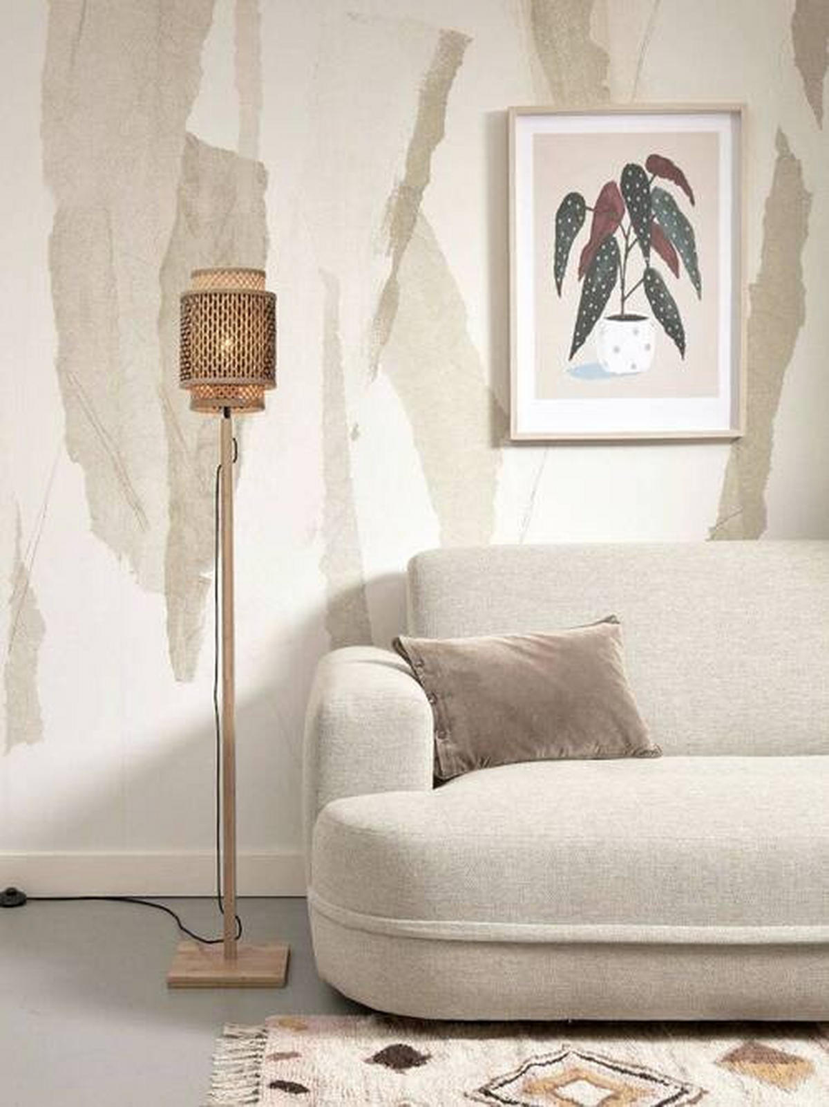 STEHLEUCHTE 20/135 cm    - Schwarz/Naturfarben, Trend, Holz (20/135cm) - Good & Mojo