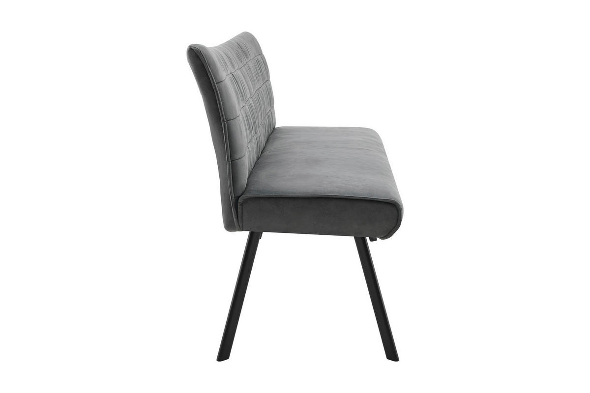 STUHL-SET  in Stahl Mikrofaser  - Anthrazit, MODERN, Textil/Metall (161/90/63cm) - MID.YOU