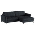 ECKSOFA in Flachgewebe, Leinenoptik Dunkelblau  - Schwarz/Dunkelblau, Design, Textil/Metall (242/170cm) - Xora