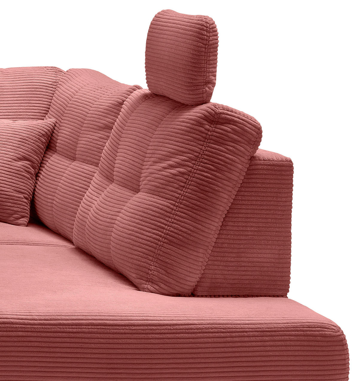 ECKSOFA in Cord Koralle  - Koralle/Naturfarben, Modern, Holz/Textil (274/206cm) - Livetastic